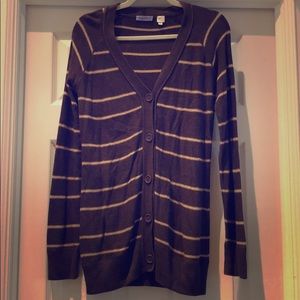 Acrobat button down brown striped sweater